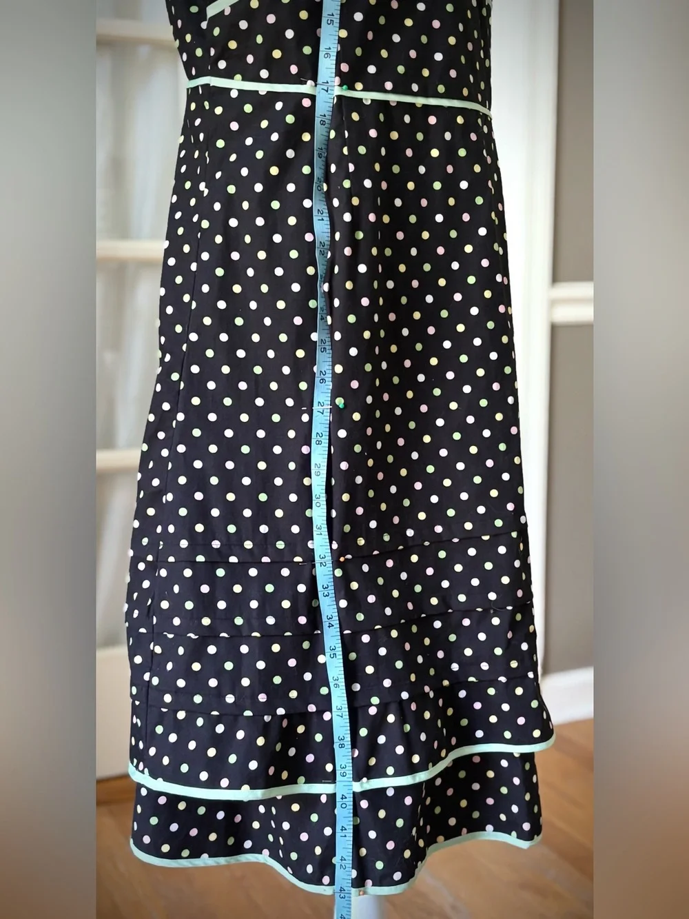 Vintage Y2K Polka Dot Cotton Dress NWT Size 12 Mint Trim Fit & Flare